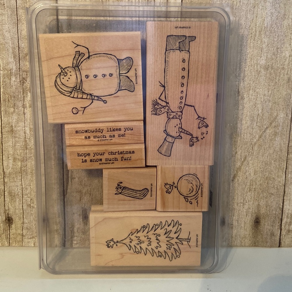 StampinUp wood block stamp set Snow Much Fun - Christmas
